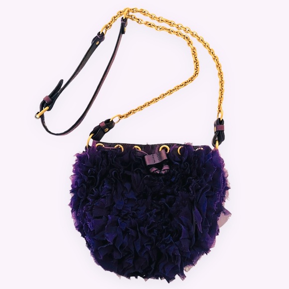 Juicy Couture Handbags - LIKE NEW Juicy Couture Silk Chiffon & Leather Pouchette Bag